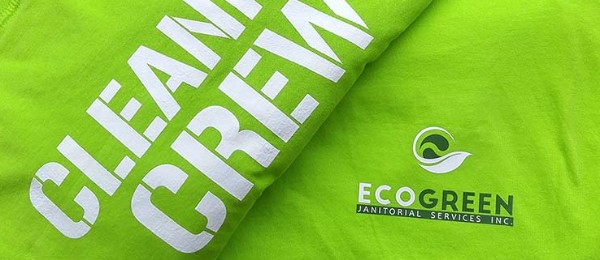 Close up of ElastX heat transfer on green custom tshirt for Eco Green